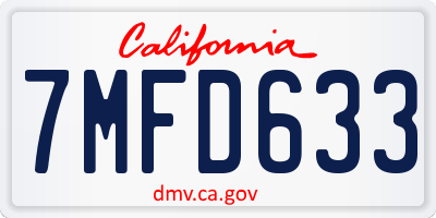 CA license plate 7MFD633