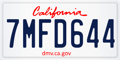 CA license plate 7MFD644