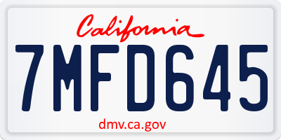 CA license plate 7MFD645