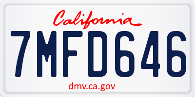 CA license plate 7MFD646