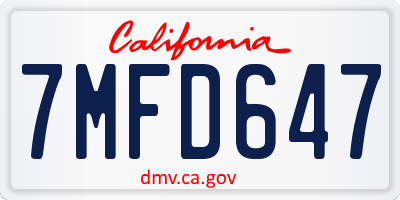 CA license plate 7MFD647