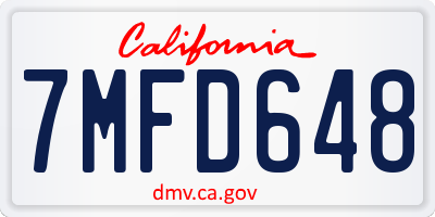 CA license plate 7MFD648