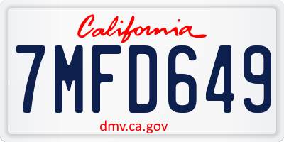 CA license plate 7MFD649