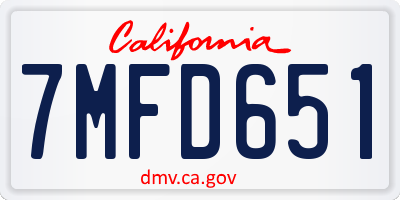 CA license plate 7MFD651