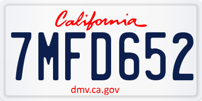 CA license plate 7MFD652