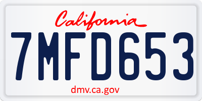 CA license plate 7MFD653