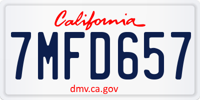 CA license plate 7MFD657