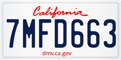 CA license plate 7MFD663
