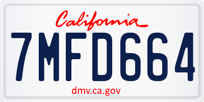 CA license plate 7MFD664