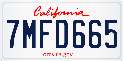 CA license plate 7MFD665