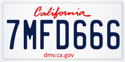 CA license plate 7MFD666