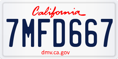 CA license plate 7MFD667