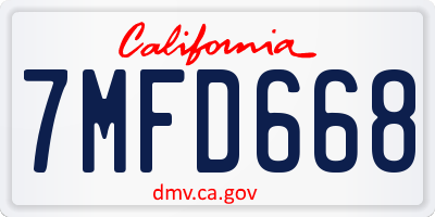 CA license plate 7MFD668