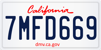 CA license plate 7MFD669