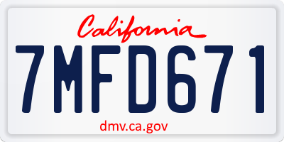 CA license plate 7MFD671