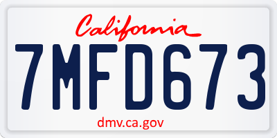 CA license plate 7MFD673
