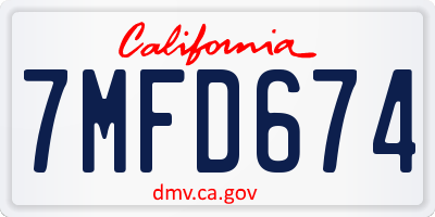 CA license plate 7MFD674