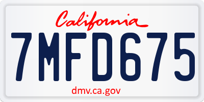 CA license plate 7MFD675