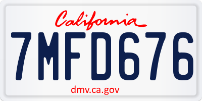 CA license plate 7MFD676