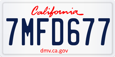CA license plate 7MFD677
