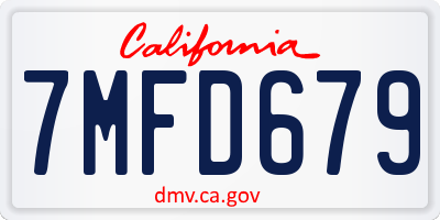 CA license plate 7MFD679