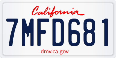 CA license plate 7MFD681