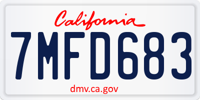 CA license plate 7MFD683