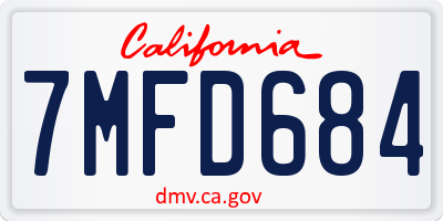 CA license plate 7MFD684