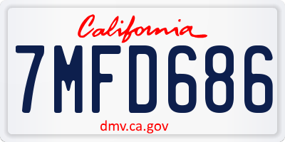 CA license plate 7MFD686