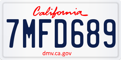 CA license plate 7MFD689