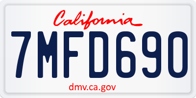 CA license plate 7MFD690
