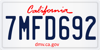 CA license plate 7MFD692