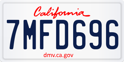 CA license plate 7MFD696