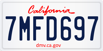CA license plate 7MFD697