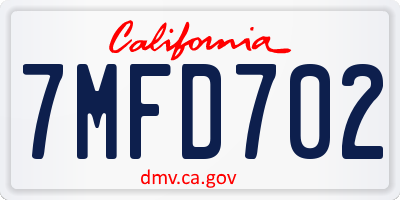 CA license plate 7MFD702