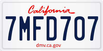 CA license plate 7MFD707
