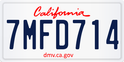 CA license plate 7MFD714