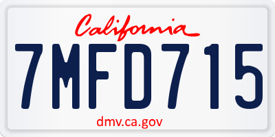 CA license plate 7MFD715