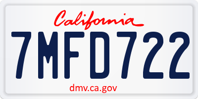 CA license plate 7MFD722