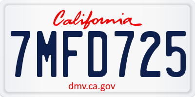 CA license plate 7MFD725