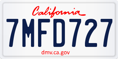 CA license plate 7MFD727