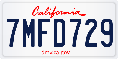 CA license plate 7MFD729