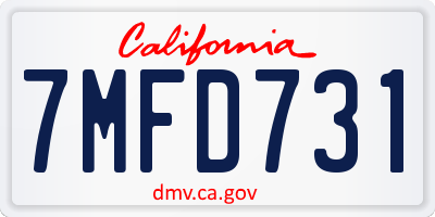 CA license plate 7MFD731