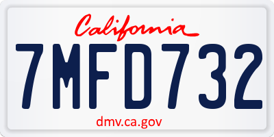 CA license plate 7MFD732