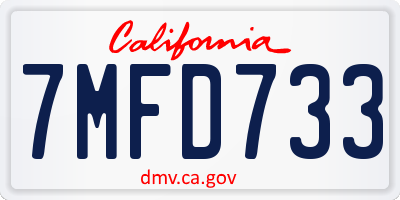 CA license plate 7MFD733