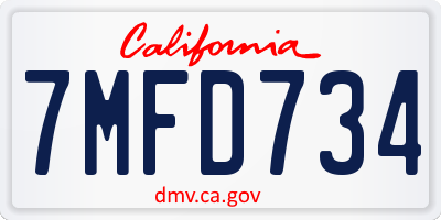 CA license plate 7MFD734