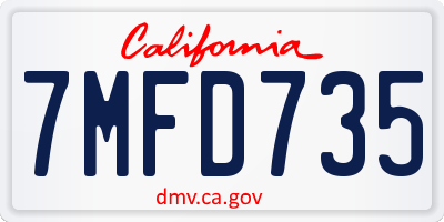 CA license plate 7MFD735