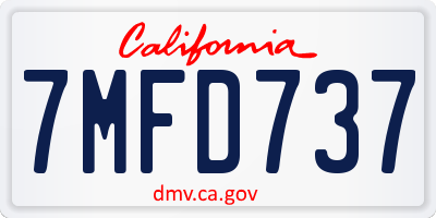 CA license plate 7MFD737