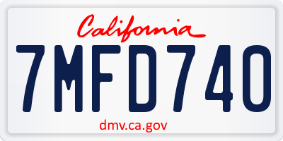 CA license plate 7MFD740