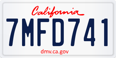 CA license plate 7MFD741